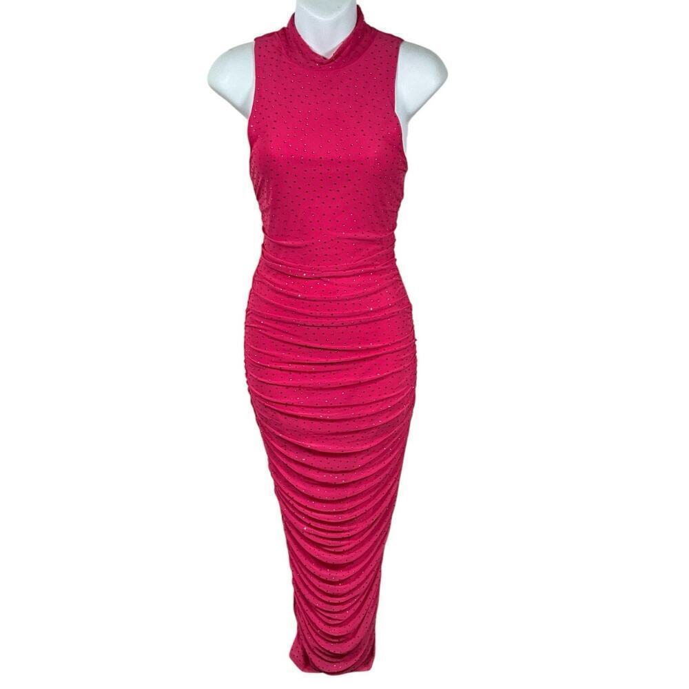 REVOLVE AFRM Sleeveless Sequin Long Dress Bodycon Barbie Pink Size Small NWT